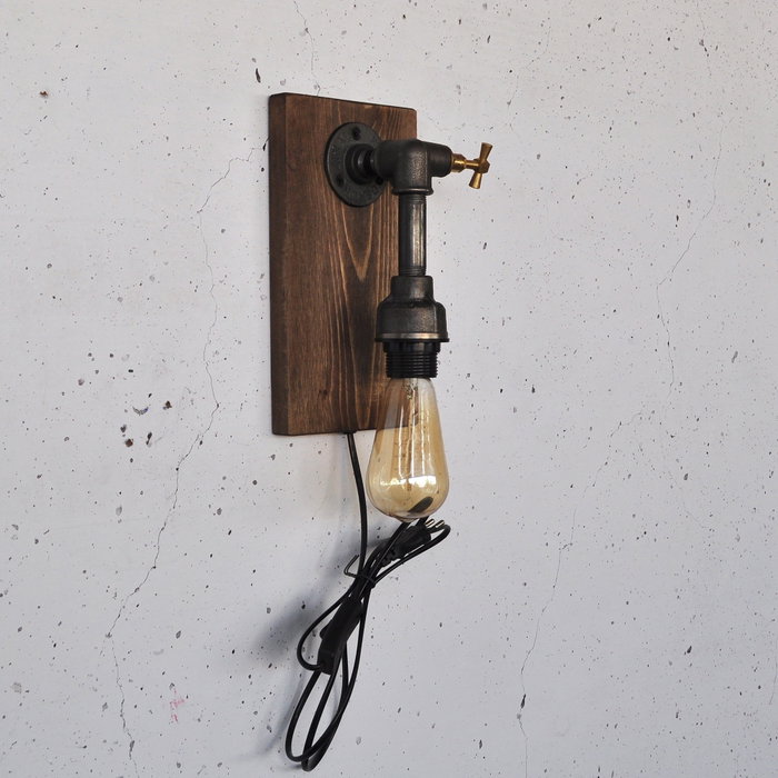 Opviq Lámpara de pared Pp173 Madera y Negro